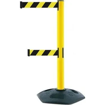 Plotový sloupek Mobilní zahrazovací sloupek HeavyDuty DualLine, žlutý – žluto-černé pásmo 3,65 m