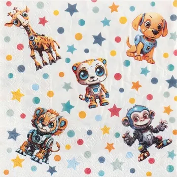 Papírový ubrousek PAPÍROVÉ UBROUSKY KOSMICKÁ ZVÍŘATA 33 CM 20 KS NAROZENINY OSLAVA