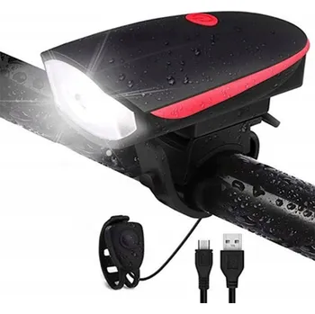 Cyklosvítilna PŘEDNÍ SVĚTLO NA KOLO s klaksonem LED USB na řidítka