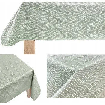 ubrus Ubrus na stůl s fleecovou podložkou, odolný proti skvrnám, vzor zelená rybí kost, 140x160 cm