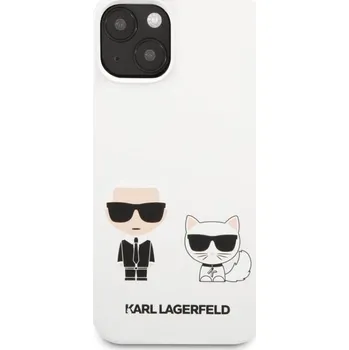 Pouzdro na mobilní telefon Pouzdro Karl Lagerfeld (KLHCP13SSSKCW) Karl and Choupette Liquid Silicone pro iPhone 13 Mini White