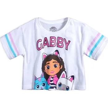 Gabby's Dollhouse CROP TRIČKO GÁBININ KOUZELNÝ DOMEK - GABBY’S DOLLHOUSE (bílé) Velikost: 104