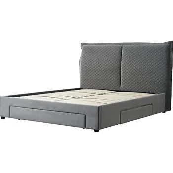 Postel Čalouněná manželská postel Beck 160x200 šedá s úložným prostorem moderní do ložnice