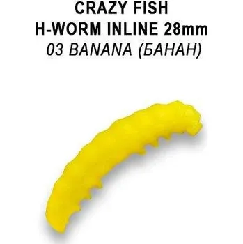 Gumová nástraha Crazy Fish Trout Baby H-Worm Inline MF Sinking 28mm 03 Banana - Sýr (20ks)