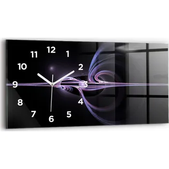Hodiny Dekorativní nástěnné hodiny s krásnou grafikou 60 cm x 30 cm Fialová abstrakce