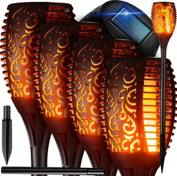 Venkovní osvětlení SOLÁRNÍ LAMPA LED POCHODEŇ EFEKT PLAMENE OHNĚ x4 DO ZAHRADY
