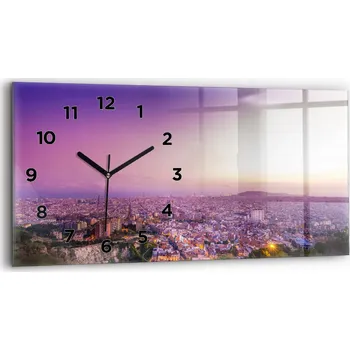 Hodiny Ozdobné nástěnné hodiny s krásnou grafikou 60x30 cm Barcelona Bunkers El Carmel