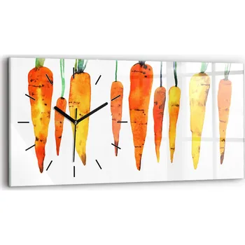 Hodiny Ozdobné nástěnné hodiny s krásnou grafikou, rozměr 60x30 cm - Ilustrace mrkve