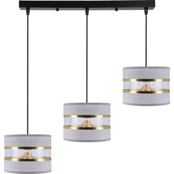 Moderní závěsné svítidlo PANDY šedo-zlaté 3bodové do obýváku a nad stůl