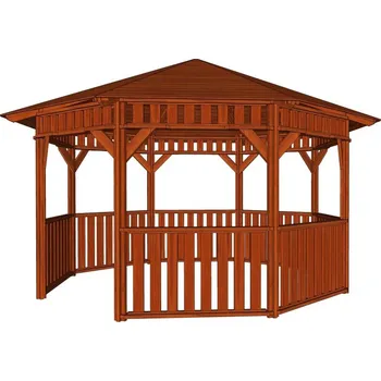 Zahradní altán Osmiboký zahradní altán z masivního dřeva VL 45 400 x 90 cm přírodní