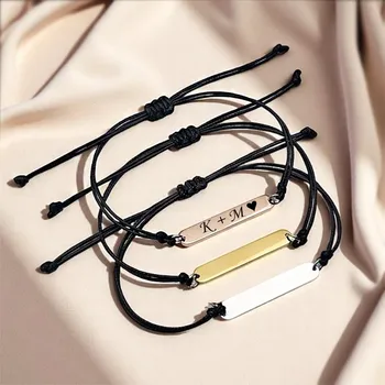 Náramek Náramek unisex z chirurgické oceli Variante černá šňůrka