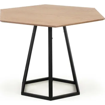 Jídelní stůl Jídelní stůl Hexis moderní šestiúhelníkový, přírodní dub s černou nohou 110 cm