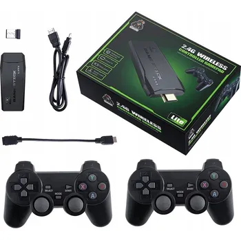 Herní konzole RETRO HRACÍ KONZOLE K TELEVIZI DÁREK 2 OVLADAČE 20 000 HER + 64GB SD KARTA