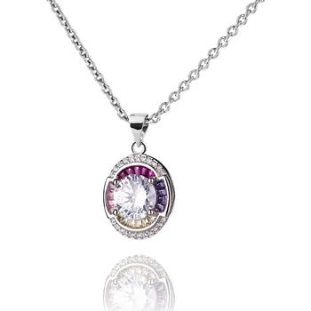 Náhrdelník Stříbrný náhrdelník se zirkony a drahými kameny - Meucci SS240N Velikost: 50