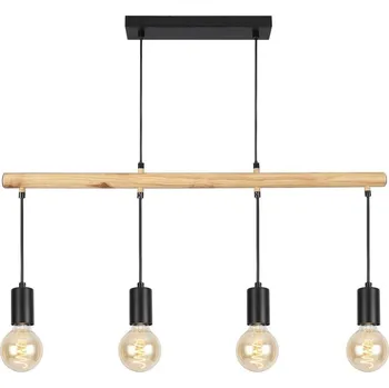Závěsné svítidlo Izzy černé dřevěné 4bodové do obýváku a jídelny nastavitelné
