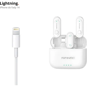 Mikrofon Mobilní Mini Bezdrátový Klopový Mikrofonový Set s Nabíjecím Boxem a Potlačenám Šumu Aktivní Potlačení Šumu Výběr Variant 2x mikrofon + přijímač…