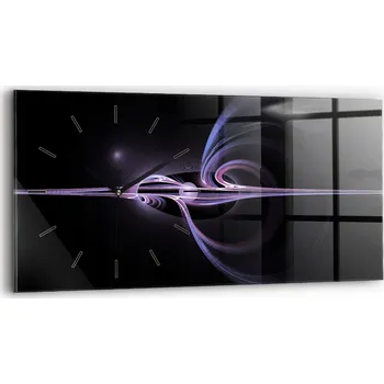 Hodiny Dekorativní nástěnné hodiny s krásnou grafikou 60 cm x 30 cm Fialová abstrakce
