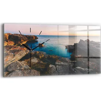 Hodiny Moderní skleněné nástěnné hodiny s potiskem 60 cm x 30 cm Motiv mořské krajiny