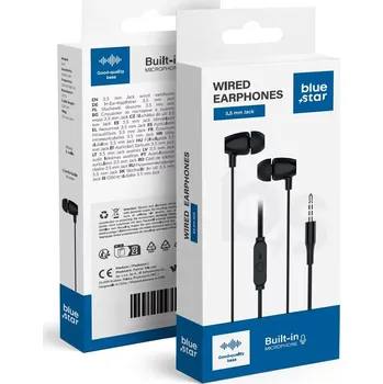 Sluchátka BLUE STAR drátová sluchátka Jack 3,5 mm s mikrofonem PA-E67 1,2 m černá