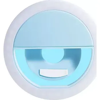 Powerbanka LED světelný kroužek pro selfie na mobilním telefonu RK-12 modrý