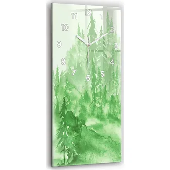 Hodiny Skleněné hodiny Designové nástěnné ozdobné Malířství zelený les 30x60
