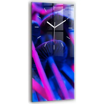 Hodiny Vertikální Skleněné Nástěnné Hodiny s S Potiskem Magické barevné houby 30x60 cm