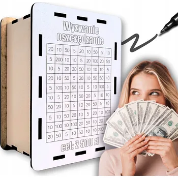 Obraz Pokladnička Stírací Los 1000 Výzva Tvůj Nápis Proměnlivá Částka Výzvy Bílá