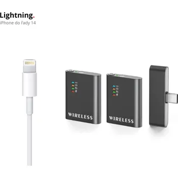 Mikrofon Long Life 2x Bezdrátový Mikrofon + Přijímač s Potlačením Hluku Lightning (iPhone)