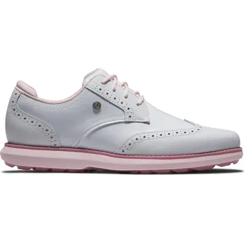 Golf FootJoy Traditions Spikeless dámské golfové boty, bílo/růžové bílé, standardní, bez spajků, 38.5