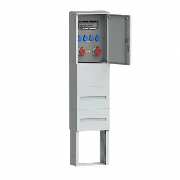 Elektrická zásuvka Energetický sloupek plastový, zás. 1x CEE 32A 5p 400V, 1x CEE 16A 5p 400V, 4x 16A 230V, chránič 4p, jističe, SC 53 6351.01