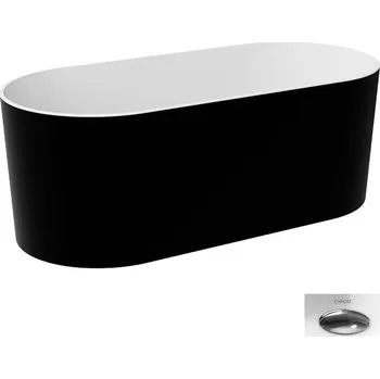 Vana Besco Volně stojící vana z litého mramoru Lova BW 160x74, bílá lesk/černá lesk Typ a barva výpustě: Click-Clack standard, chrom