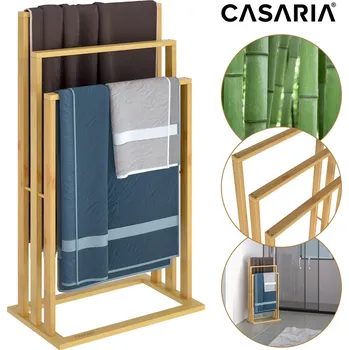 Odpadkový koš Casaria® Bambusový držák na ručníky – 3 úrovně, volně stojící