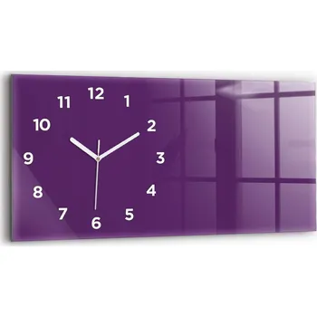 Hodiny Moderní skleněné hodiny s grafikou na zeď horizontální 60x30 cm, fialová barva