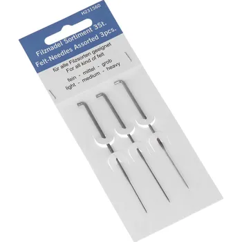 Nástroj na niť a příze Galanterie Jehly na filc 3 ks na kartě jemné+střední+hrubé