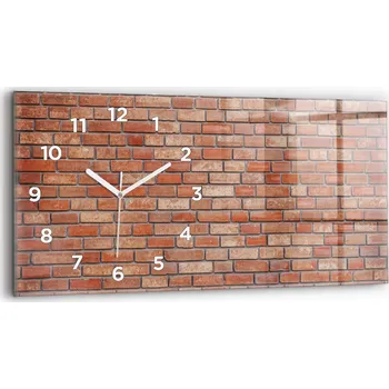 Hodiny Moderní skleněné nástěnné hodiny s s potiskem 60 cm x 30 cm Cihlová zeď