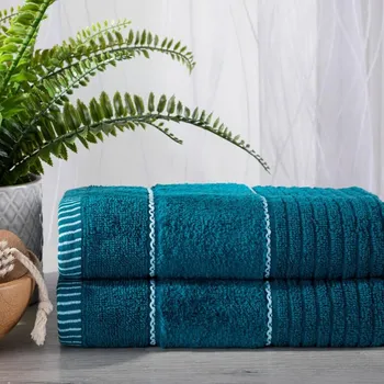Ručník decoDoma TEO 2 ks 50 x 90 cm tmavě tyrkysová