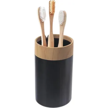 Orion Kosmetický kelímek a držák na kartáčky nebo štětce, černý s bambusem TUKAN