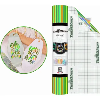 Samolepící dekorace TeckWrap Bubble Free Holographic Glossy Rainbow - Apple Green Velikost: 30,5 x 30 cm Samolepící vinylová folie TeckWrap