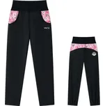 Dívčí softshellové kalhoty nezateplené černé zvířátka Wolf B2585 (Slabé softshellové kalhoty)