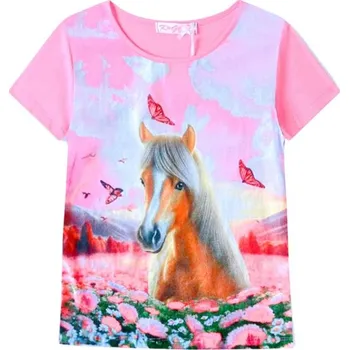 Dívčí tričko DÍVČÍ TRIČKO růžové Kugo ST3579 (Dívčí letní tričko s krátkým rukávem)