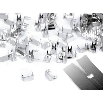 Zip koncovka na zip, 3 mm, dolní, barva stříbrná - balení 10 g - 130 ks