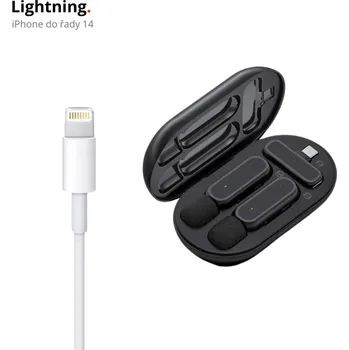 Mikrofon Mobilní Bezdrátový Klopový Mikrofon s Maxi Nabíjecím Boxem Aktivní Redukce Okolního Hluku iPhone i Android Kompatibilní Lightning