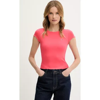 Dámské tričko Tričko Tommy Jeans dámské, růžová barva, DW0DW20623 38X, vel. S
