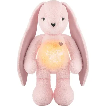 plyšák MyHummy šumící medvídek králíček BUNNY ROUGE 5v1 + lampička + senzor spánku + melodie + vibrace - plyšový usínáček mazlíček vydávající bílý šum