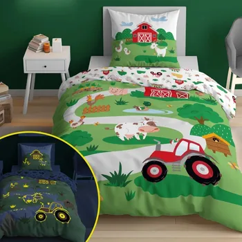 Povlečení Dětské bavlněné povlečení Svítí ve tmě - Zvířátka na farmě Šířka: 140 cm | Délka: 200 cm