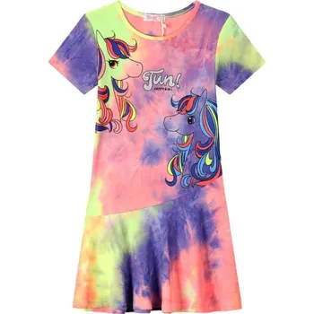 Dívčí šaty DÍVČÍ funkční ŠATY modrá/růžová Kugo MS7113