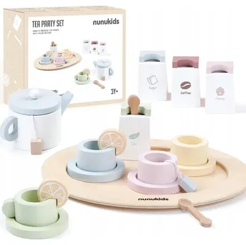 Dřevěná hračka DŘEVĚNÁ ČAJOVÁ SADA PRO DĚTI 20 ks VZDĚLÁVACÍ JAKO DÁREK