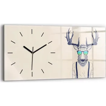 Hodiny Moderní skleněné nástěnné hodiny s potiskem 60 cm x 30 cm Abstrakce jelen