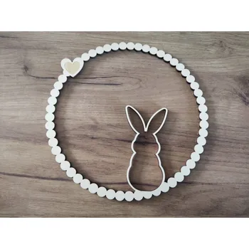 Velikonoční dekorace Dřevěný kruh se zajíčkem