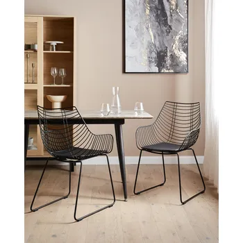 Sada 2 jídelních židlí černá kovová drátěný design sedák z umělé kůže glamour industriální moderní styl kuchyně jídelna Beliani